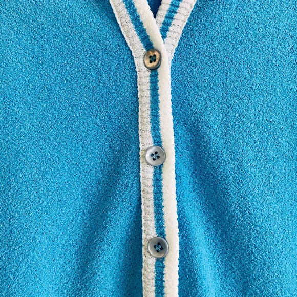 Vintage Talbott Blue/White Collegiate-Style Cardigan, Size 38 - Picture 4 of 8